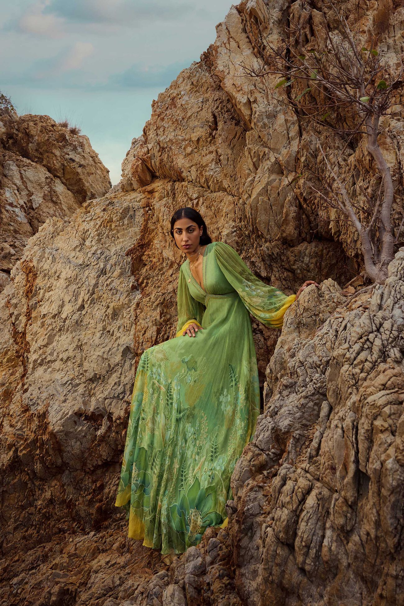 Ivresse Bemberg Chiffon Gown - Lime, Lime, image 5