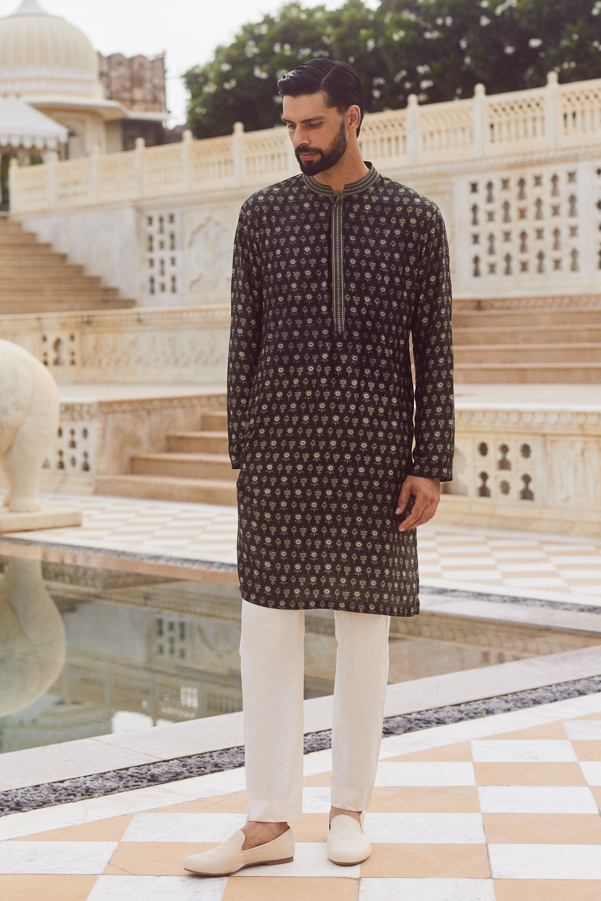 Mivan Silk Kurta - Green, Green, image 1